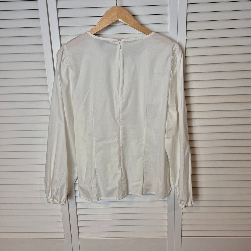 J Crew White Long Sleeve Blouse Preppy Top Minimalist Office Classic 14‎ NWT - Picture 5 of 16
